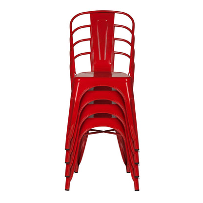 hjh OFFICE Vantaggio Comfort 645021 Bistro Chair Metal Red Industrial Design Stackable