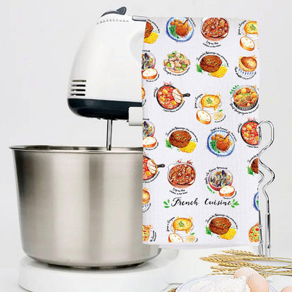 LEVLO French Cuisine Kitchen Towel France Travel Gifts France Tea Towel French Housewarming Gift (French Cuisine Towel)