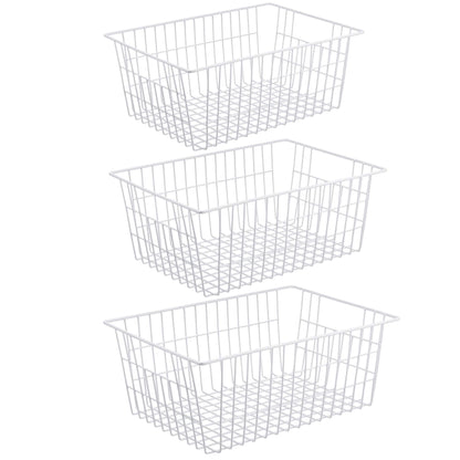 iPEGTOP Metal Wire Stroage Baskets, Large Freezer Refrigerator Organizer Bins, Home Office Shelf Freezer Storage for Bathroom, Pantry