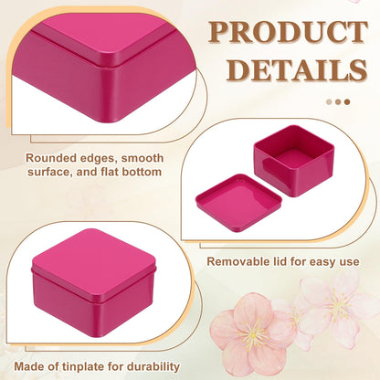 sourcing map 2Pcs Metal Tin Box, 3.1x1.8 Square Empty Tinplate Containers with Lid Portable Storage Box Candy Jars for Valentine's Day