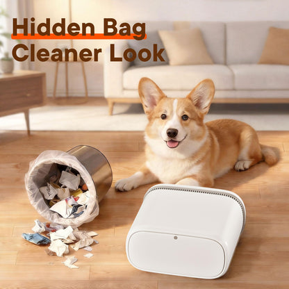TidyTale Bathroom Trash Can with Lid, Small Slim Garbage Bin with Inner Bucket, Dog Proof Press Top Lid Narrow Wastebasket, Hidden Bag Design