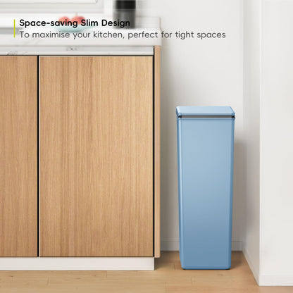 EKO - Morandi Kitchen Bin - Plastic Touch Recycling Bin - Perfect for Kitchen & Home, Titanium Blue, 30 Litre