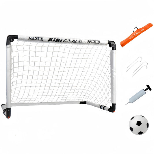 KiBiGOAL Foldable Football Goal Set, Portable Mini Football Net with 15cm Ball ? Indoor/Outdoor Kids Toy for Ages 2-7, Quick Setup Backyard & Garden