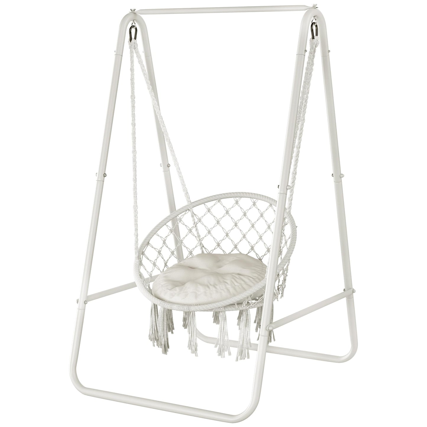 YITAHOME Hanging Chair with Stand, 85x92x153cm Hammock Swing Chair with Cushion, Heavy-Duty Steel Hammock Stand with 100kg Capacity for Living Room,