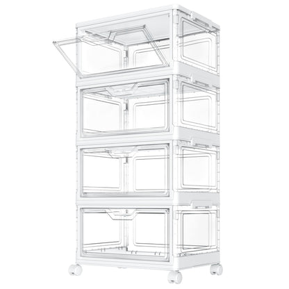 StowBin Storage Boxes with Lid,Plastic Storage Bins with 1 Lid,23L*4 Tier