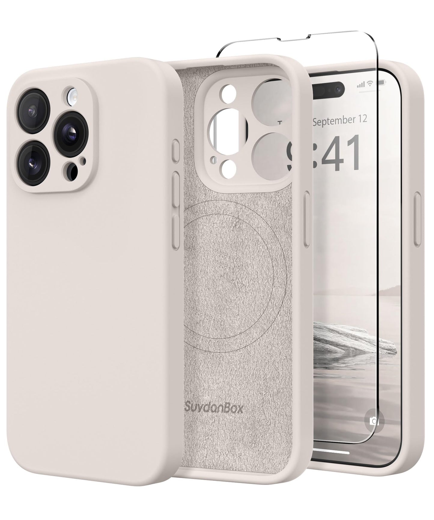 SuydanBox Magnetic for iPhone 14 Pro Max Case, Compatible with MagSafe, [Full Camera Protection][Screen Protector] Silicone Shockproof Protective