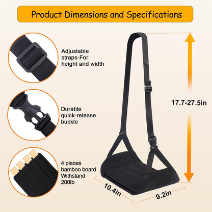 Foot Hammock for Flight, Airplane Foot Rest with Support Plates by Memory Foam & Bamboo Airplane Travel Essentials for Plane, Car, Train, Office