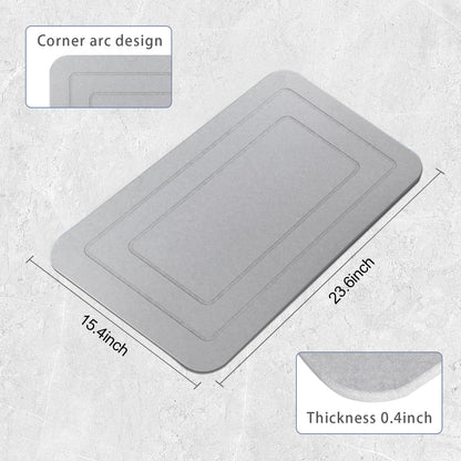 HUMIGA 2 Pack Stone Bath Mat, Diatomaceous Earth Shower Mat, Non-Slip Super Absorbent Quick Drying Bathroom Kitchen Floor Mat (Pale Gray, 24x15)