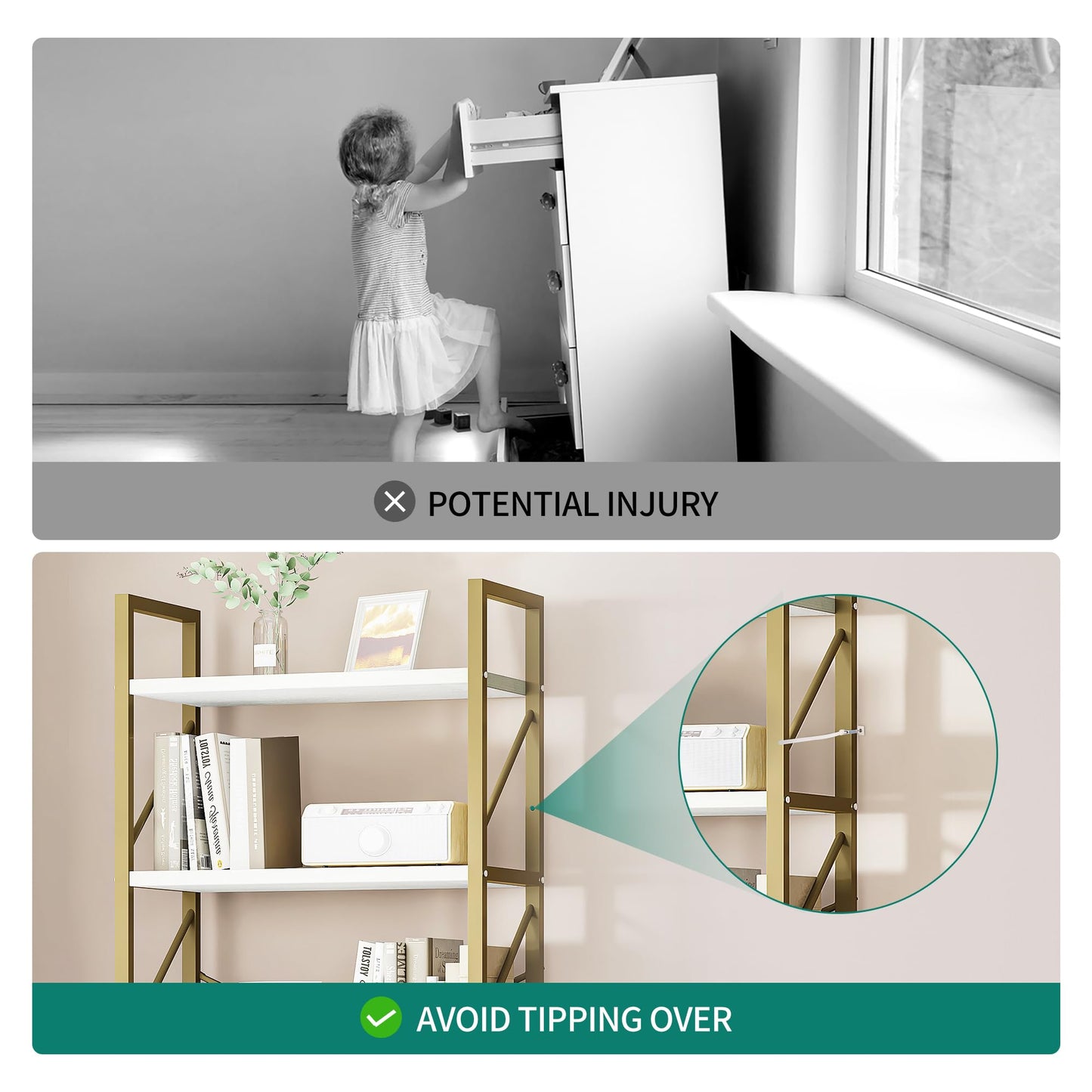 YITAHOME Bookcase 5 Tiers, Floor Standing Book Shelf, Wooden Shelf and Metal Frame Book Rack, Display Storage Rack Shelving Units for Living Room,