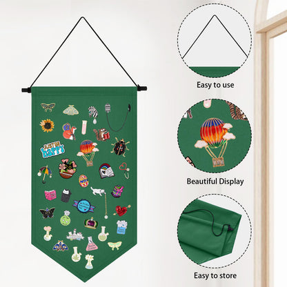 Kunyeah Wall Hanging Brooch Organizer Storage Case Colorful Canvas Pin Board Stand Enamel Pin Badge Hanging Holder Display Banner Earrings Collection