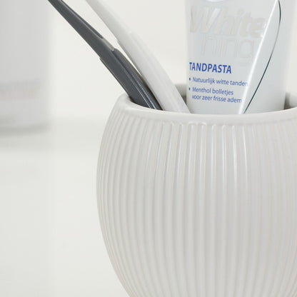 Sealskin Convex Tumbler, Ceramic, White, 9.5 x 8.3 x 9.5 cm