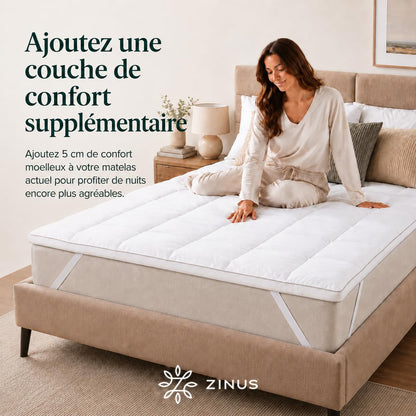 Zinus Mattress Topper, Polyester, White, 190 x 140 cm