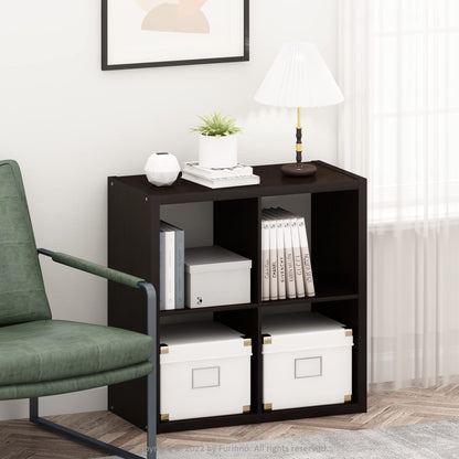 Furinno CUBICLE Book Shelf, 4-Cube Bookself, Thick Frame Bookcase with Reversible Open Back, 14.6 x 30 x 30, for Living Room, Bedroom, Home Office