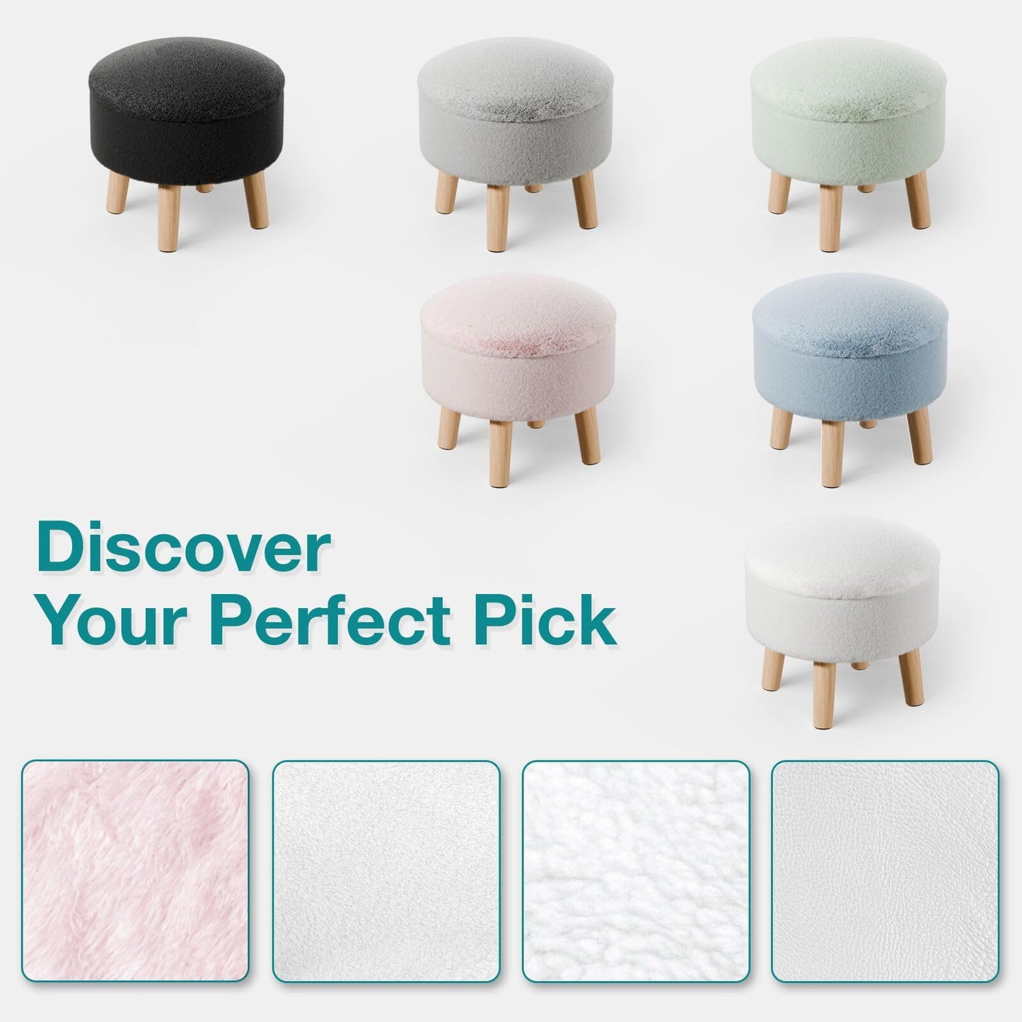 BRIAN & DANY Footstool with Storage, Small Storage Ottoman, Faux Fur Round Stool with Lid, Foot Stool with Legs for Living Room Entryway, Pink