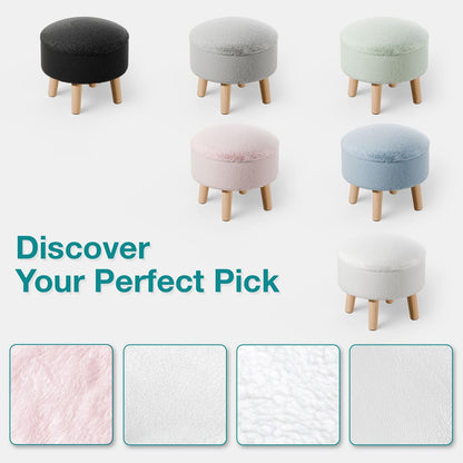 BRIAN & DANY Footstool with Storage, Small Storage Ottoman, Faux Fur Round Stool with Lid, Foot Stool with Legs for Living Room Entryway, Pink