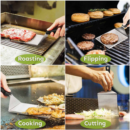 HULISEN Smashed Burger Kit, Burger Press, 12 Inch Basting Cover, Grill Spatula, Spice Dredge Shaker and 2 Squeeze Bottles - Griddle Accessories Kit