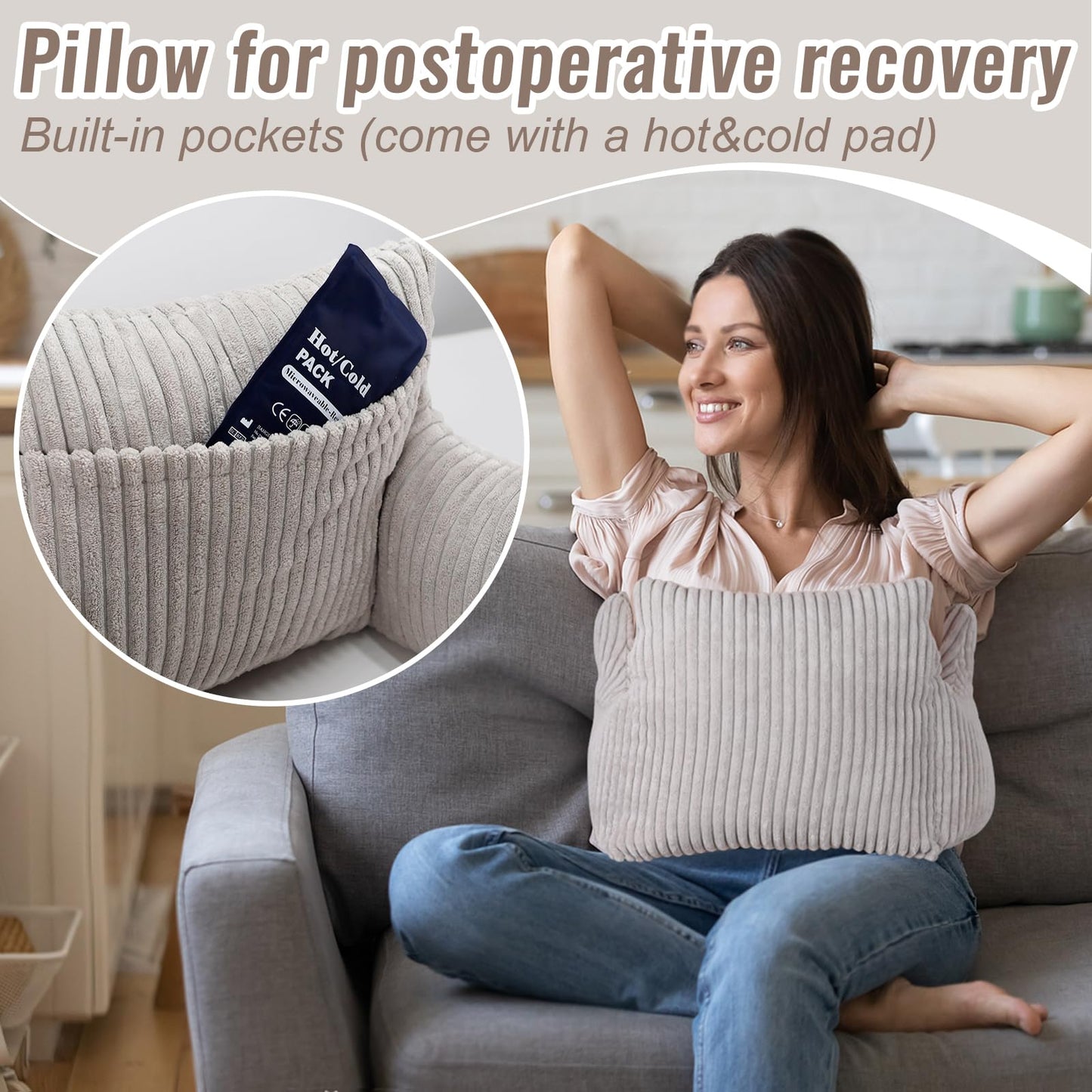 RoamReady Hysterectomy Recovery Pillow, Mastectomy Pillow with Gel Pack