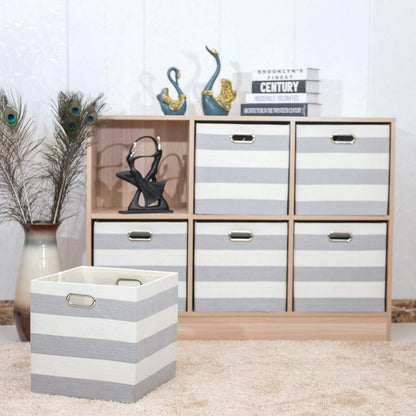 Posprica Kallax Cube Storage Boxs,33×33cm Storage Cube Basket Bins,Fabric Drawers Containers for Office,Closet, Toys, Laundry - Set of 4,Grey/beige