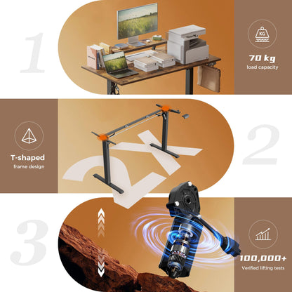 Klicelor Eletric Height Adjustable Desk, Movable Monitorstand, 160x80cm