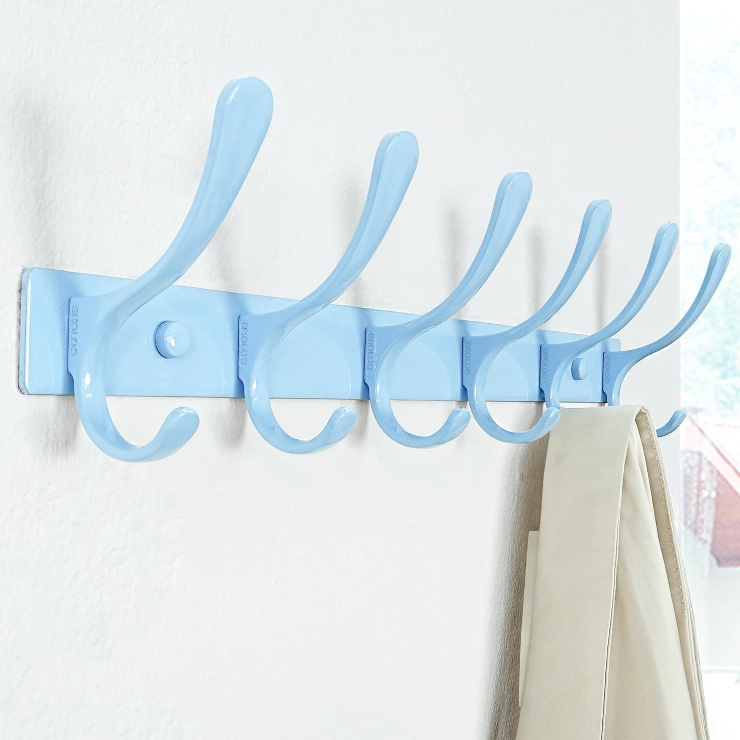 SKOLOO Coat Rack Wall Mounted - 6 Hooks, Pack of 2, Heavy Duty, Stainless Steel, Metal Wall Coat Hanger, Sturdy Wall Hooks for Hanging Coat, Jacket