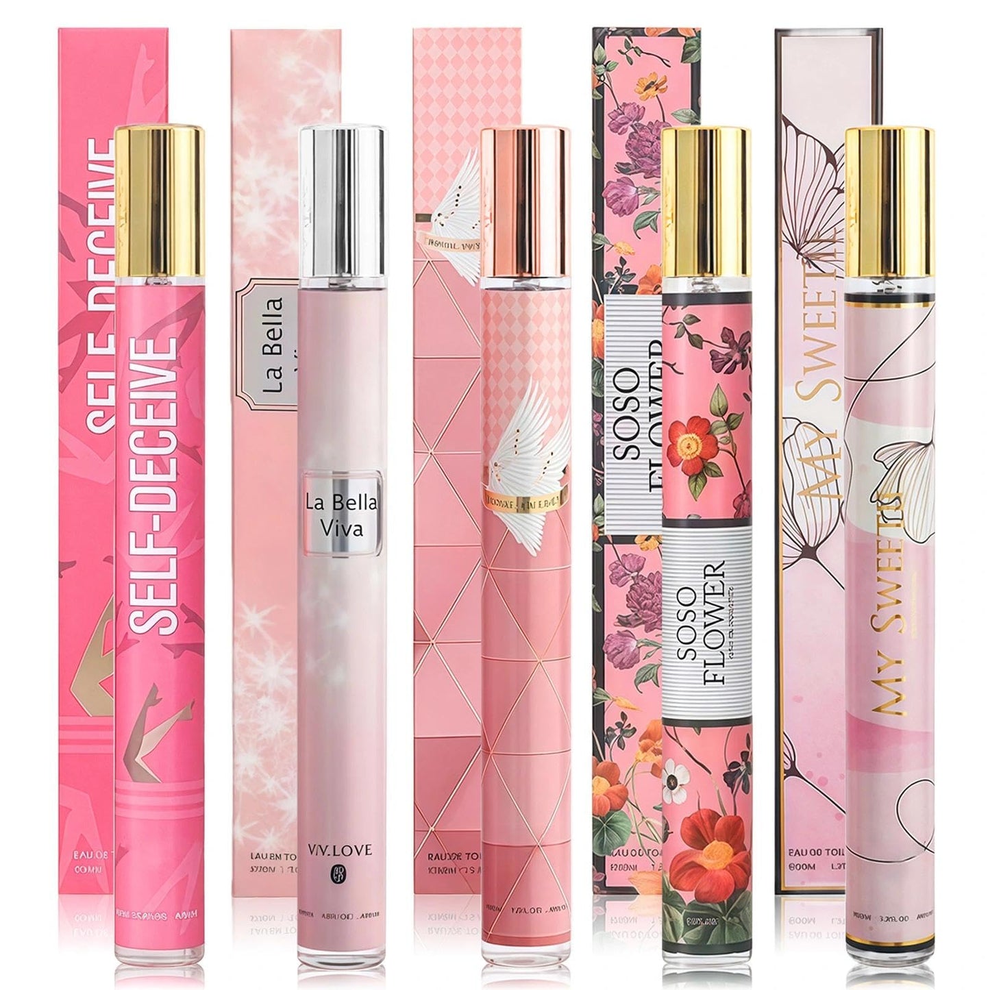 5PCS Premium Perfume for Women Gift Set, Portable Travel Perfume, 5-Pack 35ml Floral Fruity Fragrance Mist with Essential Oils, Long Lasting Light