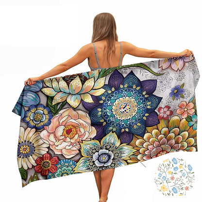Ulticool Microfibre Towel – Flowers Nature Art – 160 x 80 cm – Lightweight Travel Towel Quick Drying Bath Towel Beach Towel Sauna Towel Microfibre