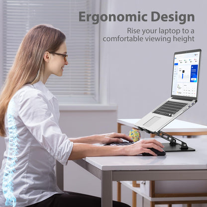 Nayka Adjustable Laptop Stand for Desk, Metal Foldable Laptop Riser