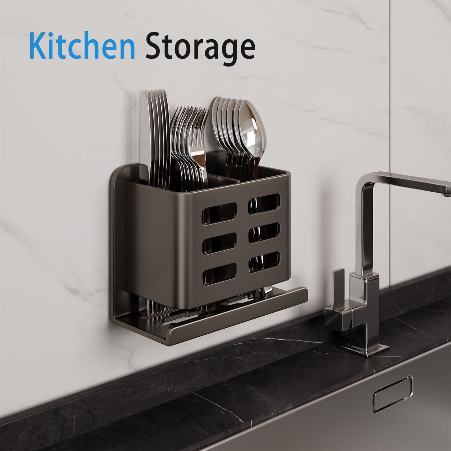 YESENT Black Toothbrush Holder wall Mount, Aluminum，No Drilling Required