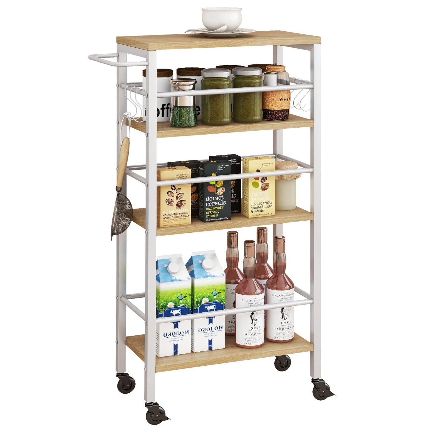 IBUYKE Slim Rolling Storage Cart, Kitchen Cart Utility Shelving UTMJ065R