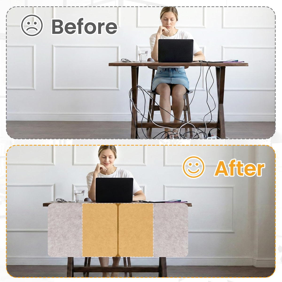 2-Pack Felt Desk Dividers, Clamp-On Privacy Panels, 40 x 60 cm, Oatmeal
