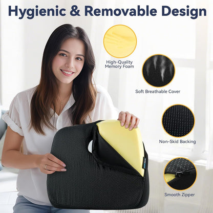 SKYNY Memory Foam Seat Cushion for Tailbone Pain Relief –Office Chair Cushion for Coccyx