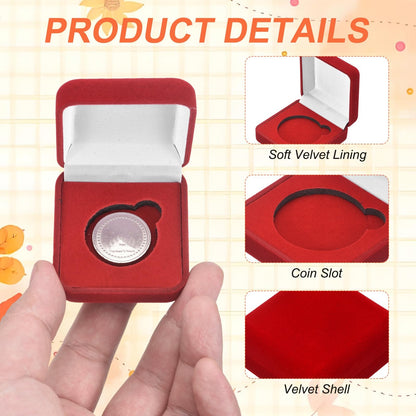 PATIKIL Velvet Challenge Coin Presentation Display Box, 45mm Coin Display Case Badge Gift Storage Protective Holder for Commemorative Medals Tokens