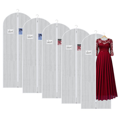Univivi Garment Bag for Dresses, 60 inch Clothes Covers, 5 Pack, White