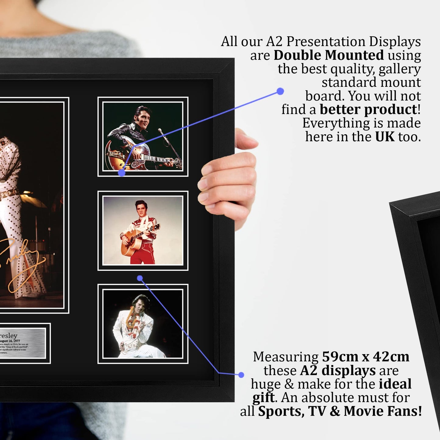HWC Trading FR A2 Elvis Presley Gifts Deluxe Printed Signed Autograph Picture for The King of Rock and Roll - A2 Framed
