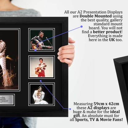 HWC Trading FR A2 Elvis Presley Gifts Deluxe Printed Signed Autograph Picture for The King of Rock and Roll - A2 Framed