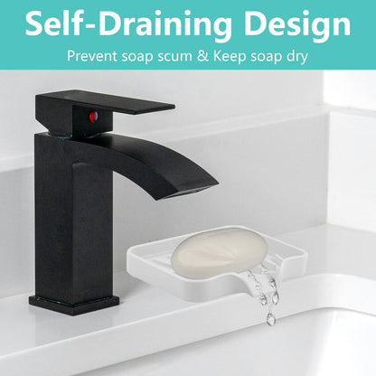 YoHyien 2 Pcs Silicone Soap Dish with Drainage, Anti-Slip Soap Holder, Self Draining Soap Tray for Shower, Bathroom & Kitchen