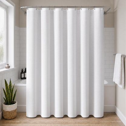 NDDYCU White Waffle Shower Curtain Weighted Waterproof Wet Room 180x180 cm