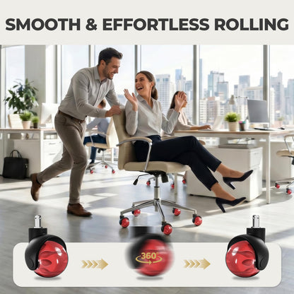 Office Chair Wheels Set of 5, Universal Pin Size 11×22mm Rubber Casters, Smooth & Silent, Safe for All Floors