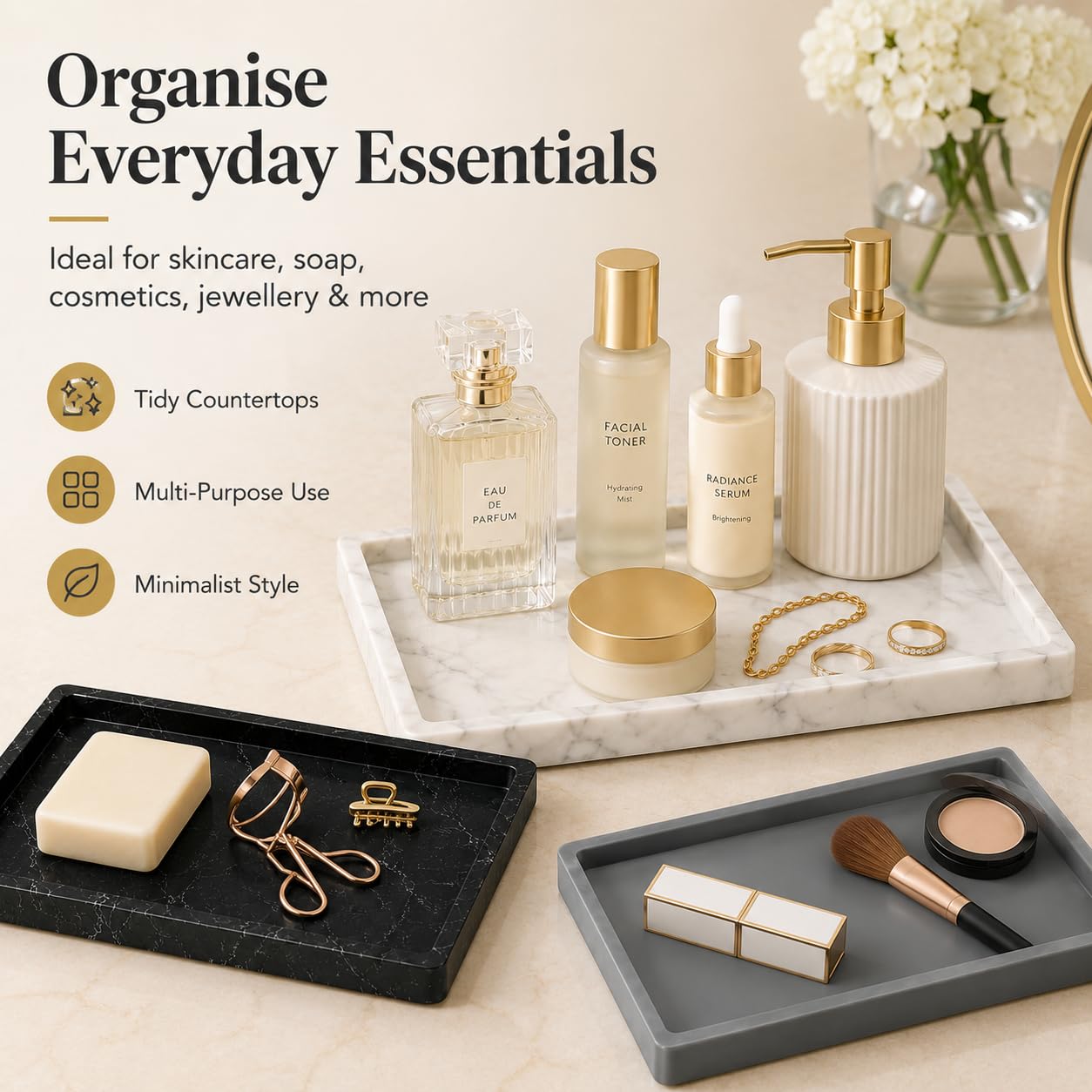 Marble-Pattern Silicone Storage Tray, Rectangular