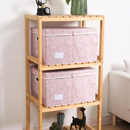 Prandom Storage Boxes with Lids Large.Rose Pattern Fabric Decorative Storage Box, Really Useful Box,Clothing Storage,Cubes