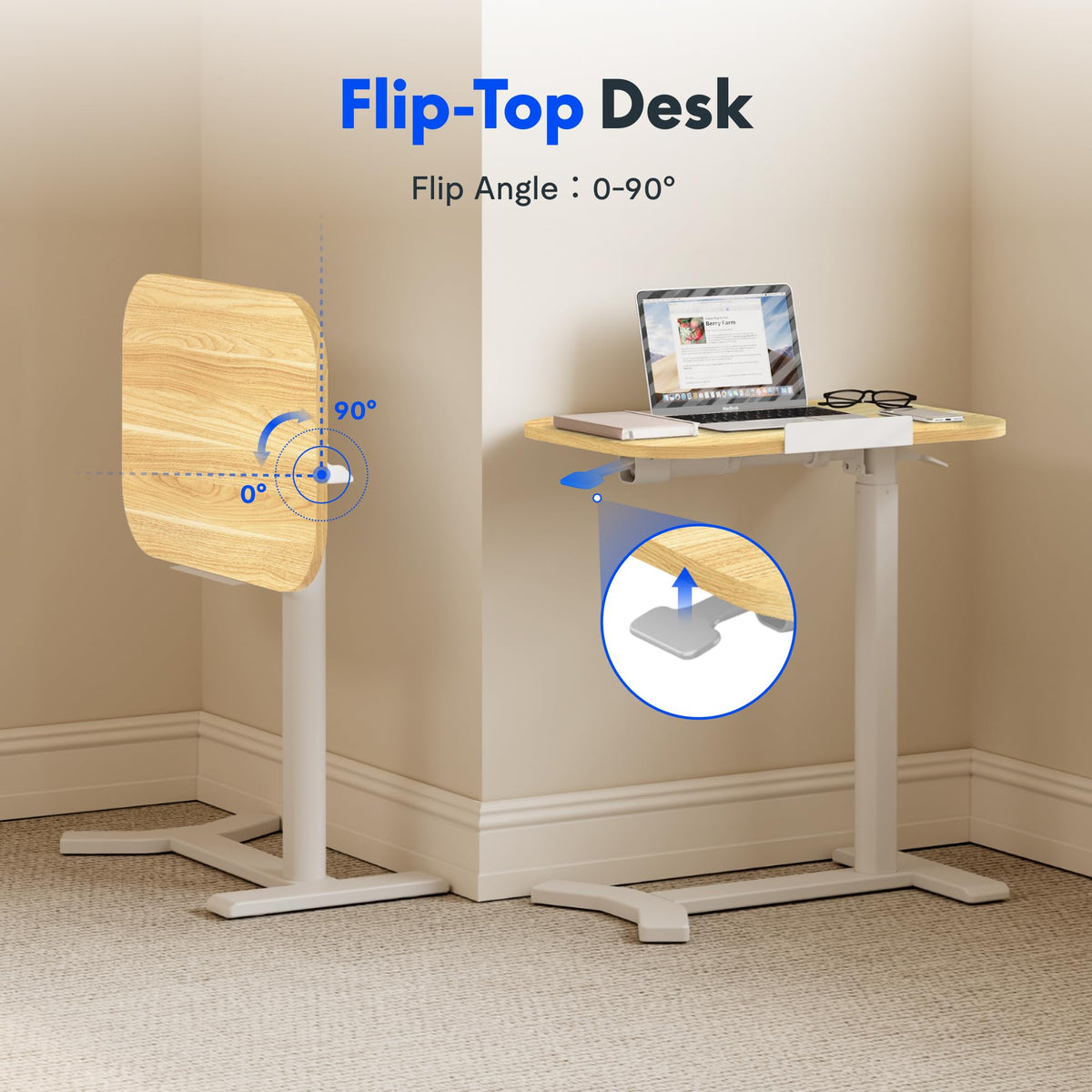 FLEXISPOT C-Shaped Side Table Height Adjustable End/Bedside Table for Sofa Bedroom Living Room Office