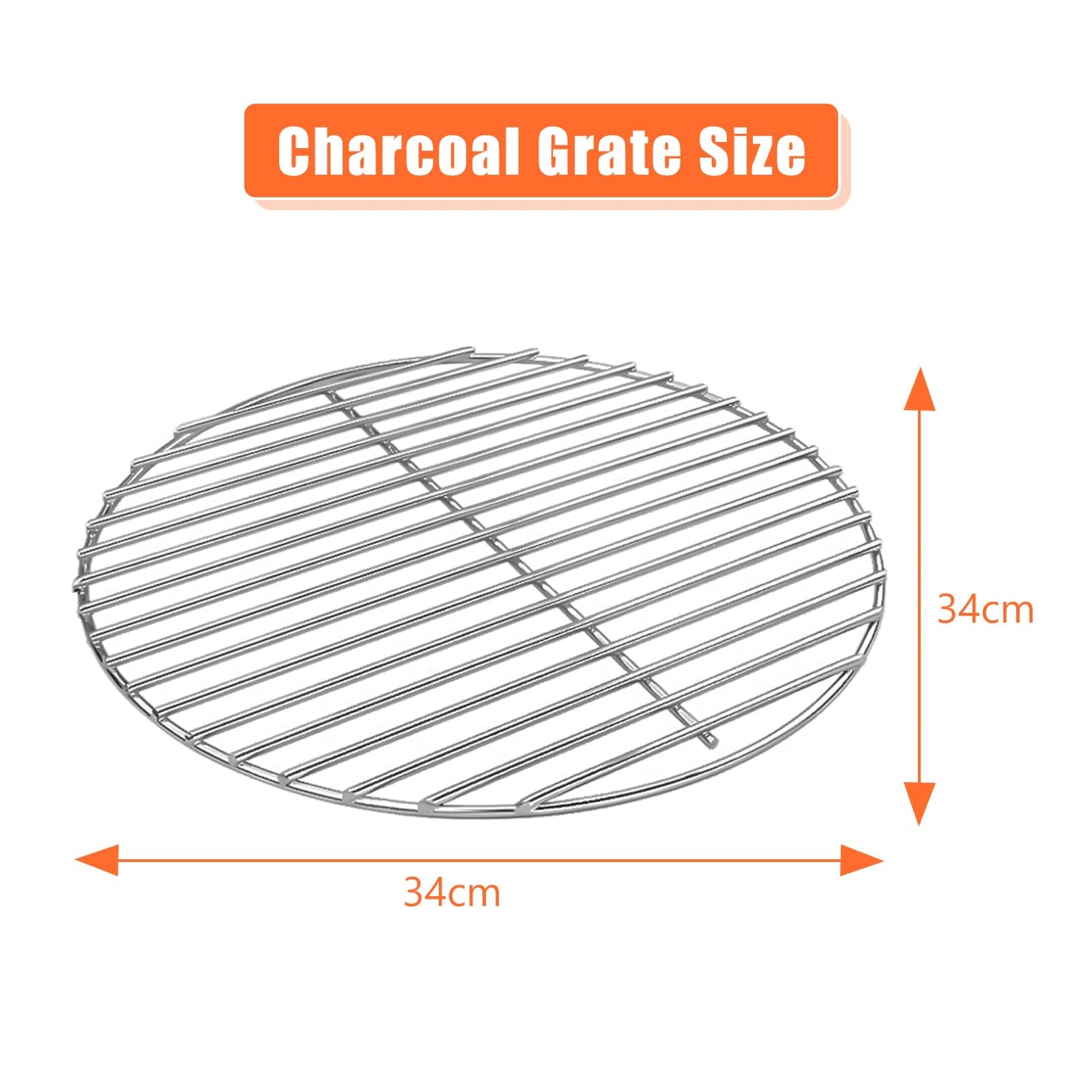 Denmay 7432 Cooking Grate and 7440 Charcoal Grate for Weber 47 cm Charcoal Grills, Fits Weber One-Touch, Bar-B-Kettle, Smokey Mountain Cooker Smoker,