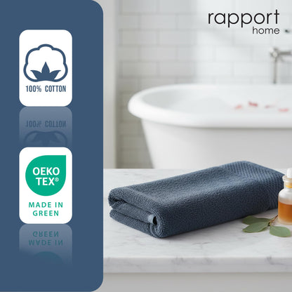 Rapport Home Eden Weave Face Towels 2-Pack Luxurious 100% Cotton 500gsm Soft Absorbent Face Cloths, Oeko-Tex Certified Bathroom Hand Towels