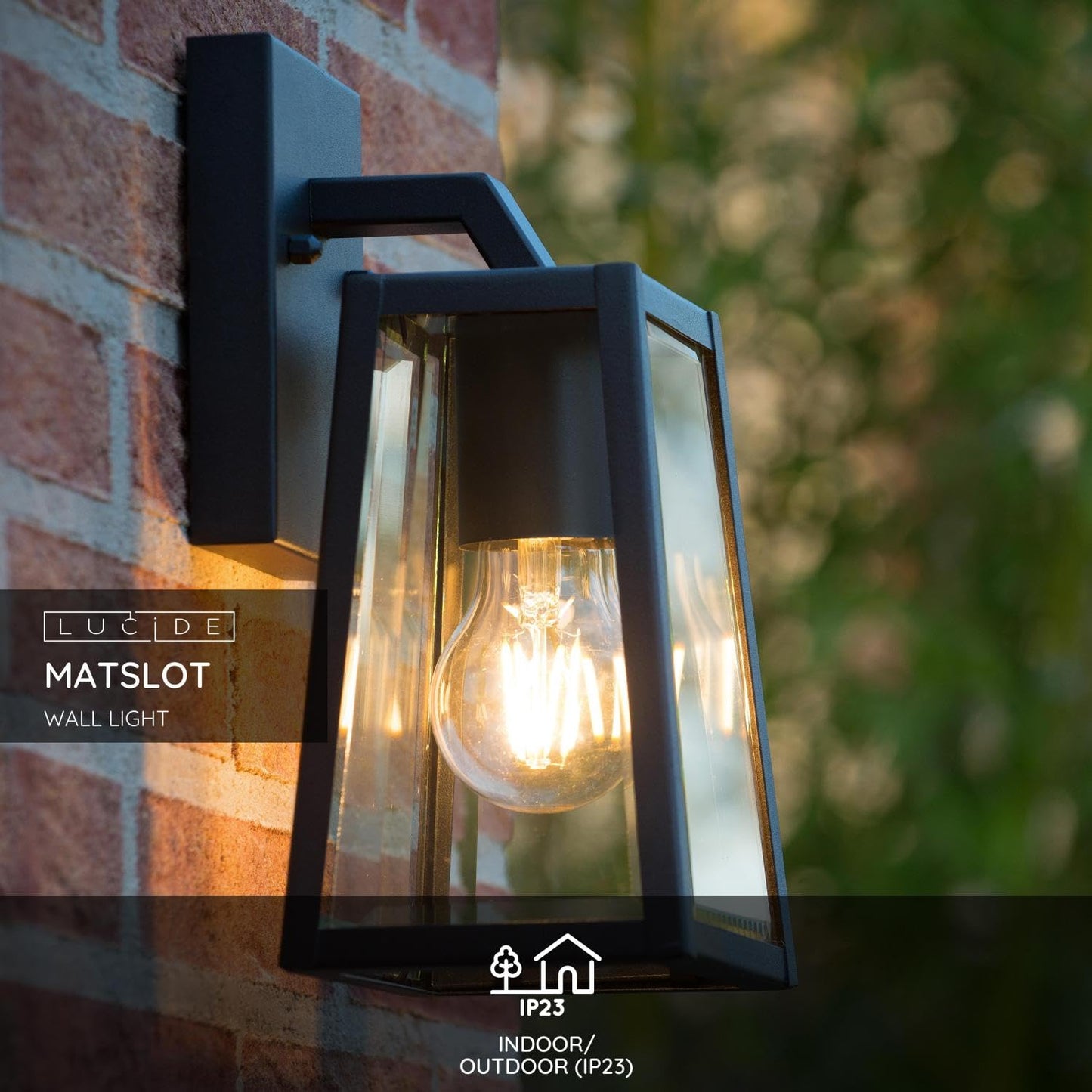LUCIDE MATSLOT - Wall Light Indoor/Outdoor - 1xE27 - IP23 - Black