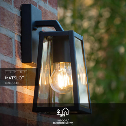 LUCIDE MATSLOT - Wall Light Indoor/Outdoor - 1xE27 - IP23 - Black