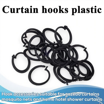 Plastic Hooks for Gazebo Curtains, Black Shower Curtain Hooks, Durable Curtain Hooks Plastic for Outdoor Pergolas, DIY Projects, 20 Pack