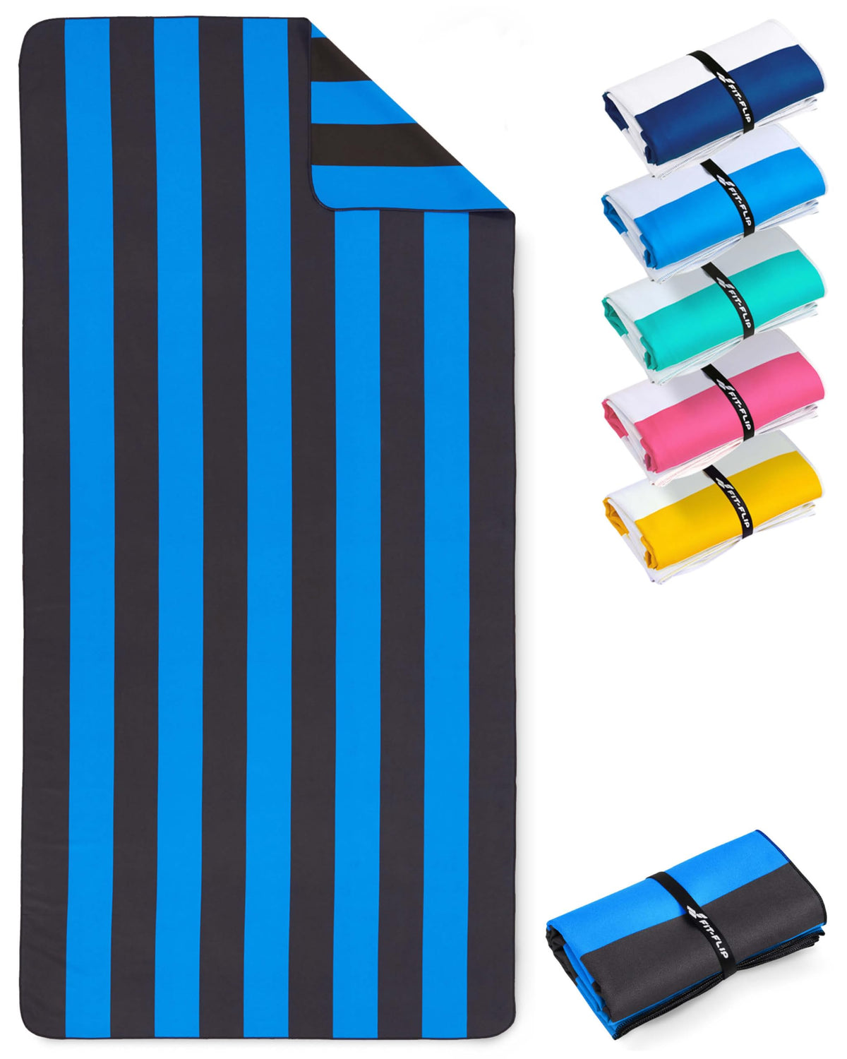 Fit-Flip Beach Towel Microfibre - Large Quick Dry Towels - Sand Free