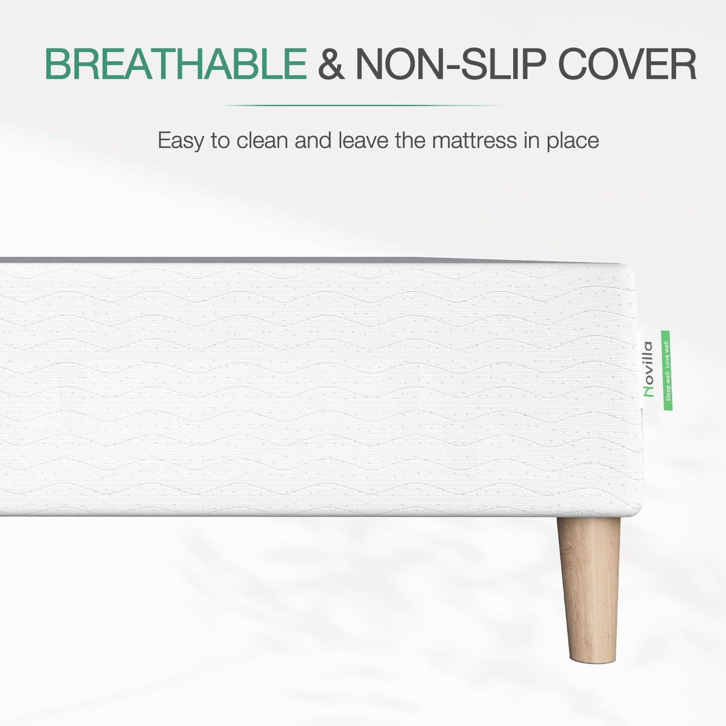 Novilla 35cm Single Metal Platform Bed Frame, 3FT Mattress Foundation With Fabric Cover, Metal Slat Support, Solid Wooden Support Legs, Easy Assembly