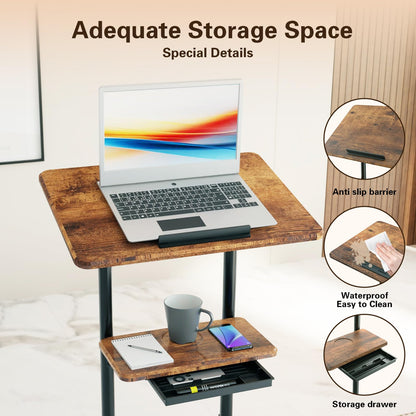 ETHU Adjustable Mobile Laptop Desk with Storage Tray 106-132cm