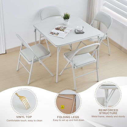 TAO ONE Square Folding Table 32x32 Small Card Table Foldable - White